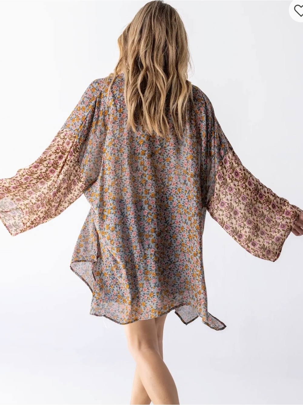 NATURAL LIFE Multi-Color Floral Mixed-Print Kimono Tunic